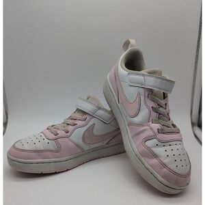 Nike Court Borough Low 2 White Pink Foam Youth Girls Size 2Y Sneakers